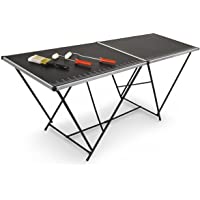 Relaxdays Mesa Doble Plegable 10018243-Mesa- Negro- 200x60x77 cm